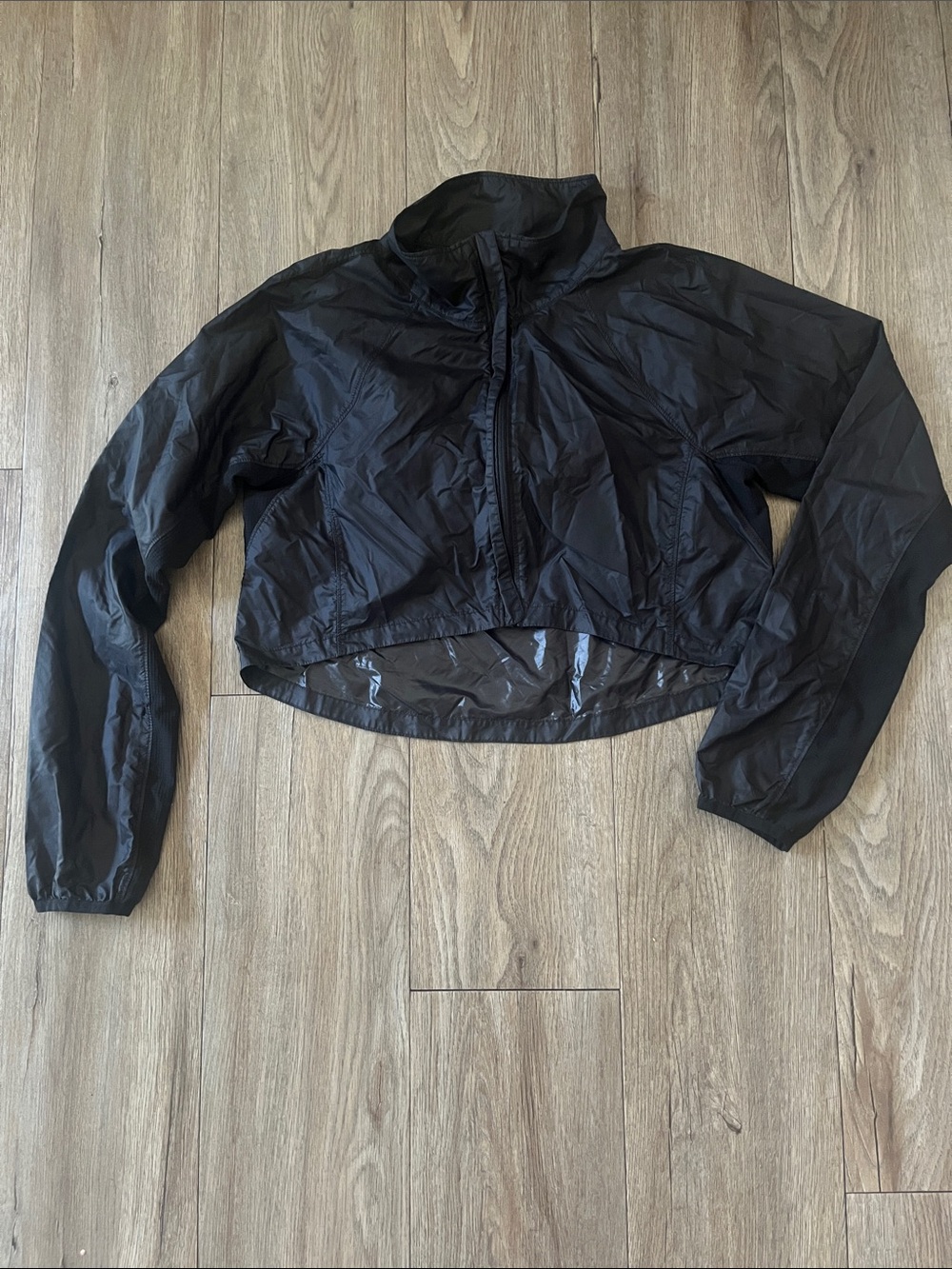 Lole Black Cropped Windbreaker Bomber Jacket